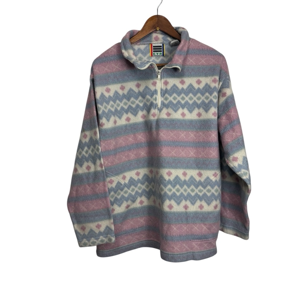 Vintage Patterned Country Grandma Sweater - Pink and Gray